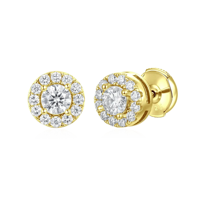 Moissanite 0.24ctw Halo Round Cut Stud Earrings