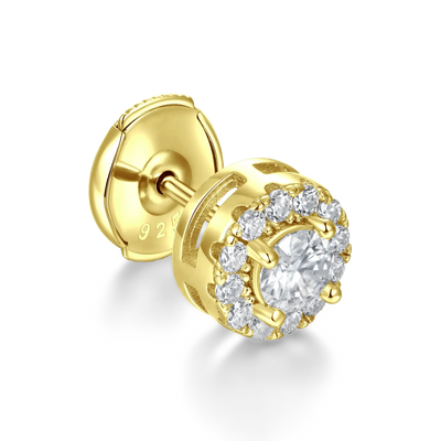 Moissanite 0.24ctw Halo Round Cut Stud Earrings
