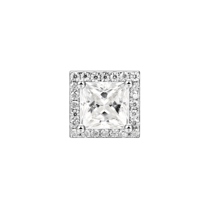 Halo Princess Cut Stud Earring - APORRO