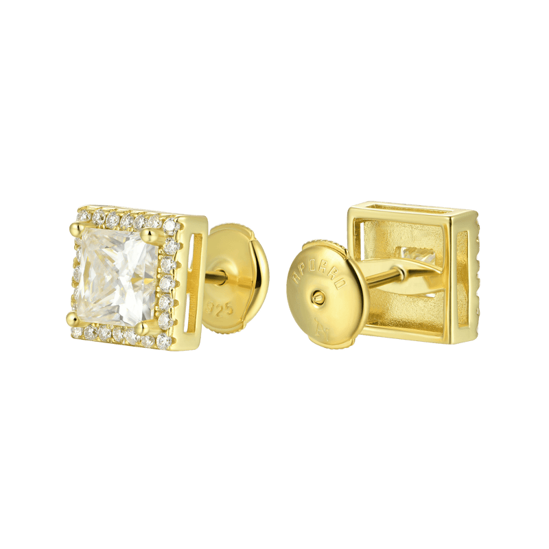 Halo Princess Cut Stud Earring - APORRO