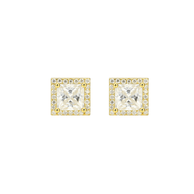 Moissanite S925 Halo Princess Cut Stud Earring