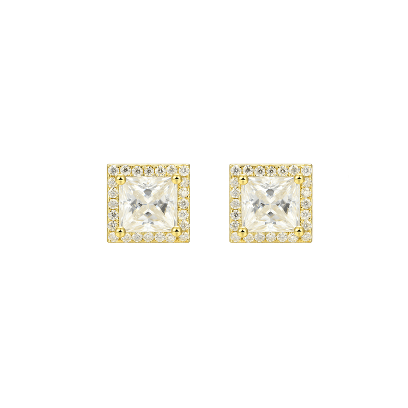 Halo Princess Cut Stud Earring - APORRO