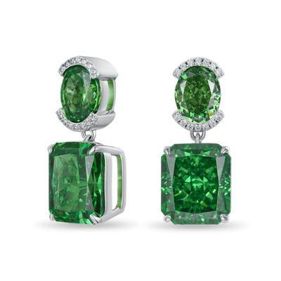 Crushed Ice Emerald Cut Drop Earring - Single