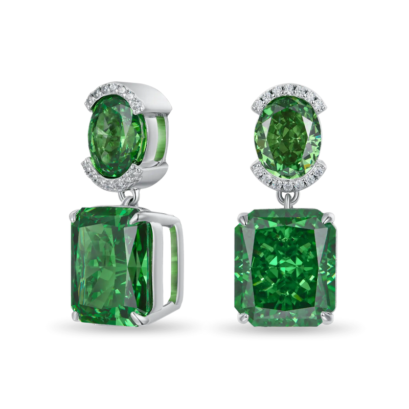 Crushed Ice Emerald Cut Drop Earring - APORRO