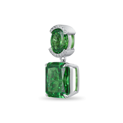 Crushed Ice Emerald Cut Drop Earring - Single