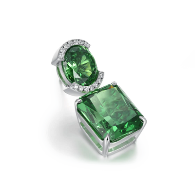 Crushed Ice Emerald Cut Drop Earring - Single