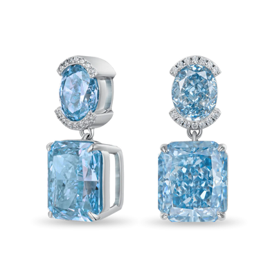Crushed Ice Emerald Cut Drop Earring - Single