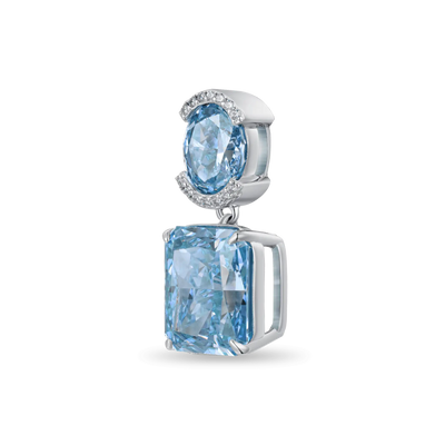 Crushed Ice Emerald Cut Drop Earring - Single