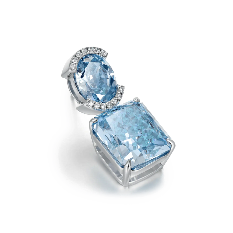 Crushed Ice Emerald Cut Drop Earring - APORRO