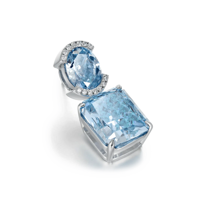 Crushed Ice Emerald Cut Drop Earring - Single