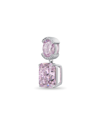 S925 Crushed Ice Emerald Cut Drop Earring - Fancy Light Pink
