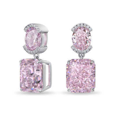 Crushed Ice Emerald Cut Drop Earring - Single