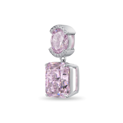 Crushed Ice Emerald Cut Drop Earring - Single
