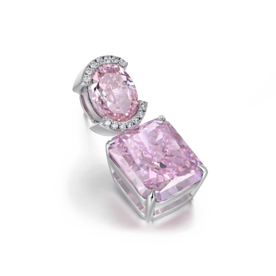 Crushed Ice Emerald Cut Drop Earring - Single