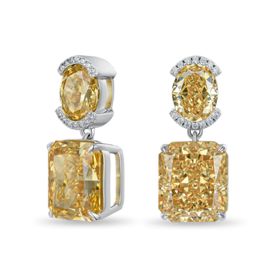 Crushed Ice Emerald Cut Drop Earring - Single