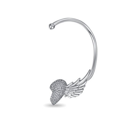 S925 Wing Broken Heart Ear Cuff Earring-Left Ear