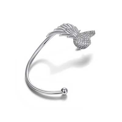 S925 Wing Broken Heart Ear Cuff Earring-Left Ear