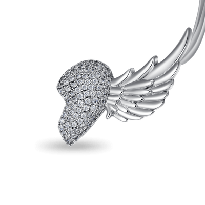 S925 Wing Broken Heart Ear Cuff Earring-Left Ear