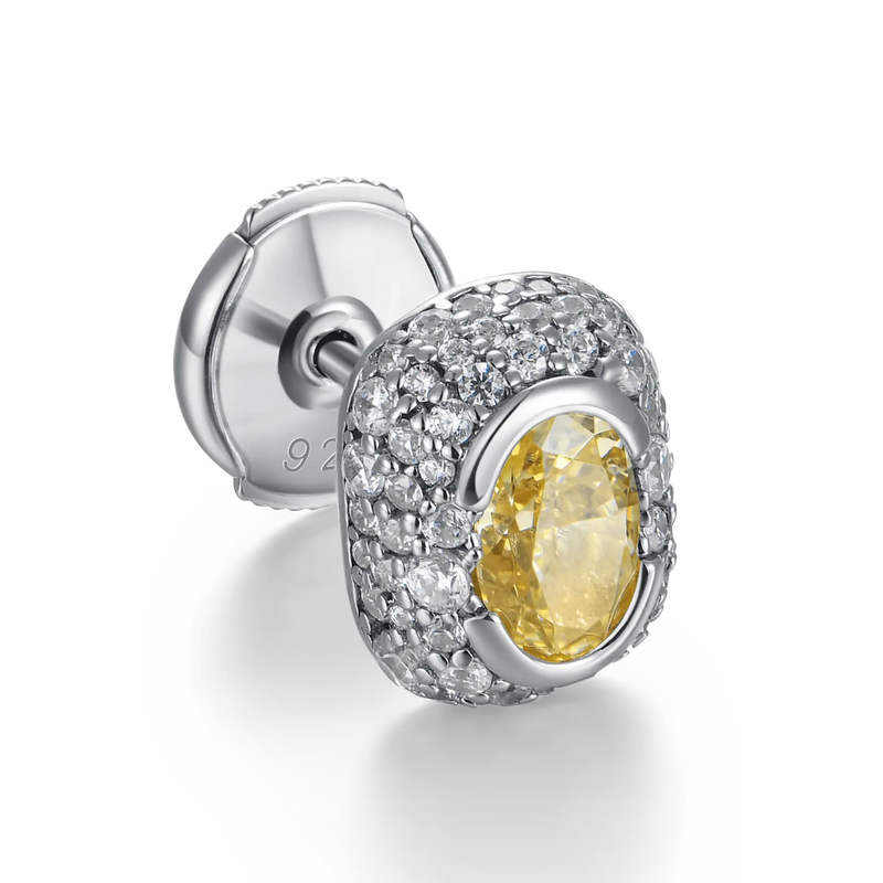 Crushed Ice Oval Cut Stud Earring - APORRO