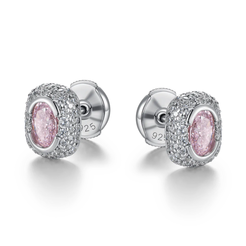 Crushed Ice Oval Cut Stud Earring - APORRO