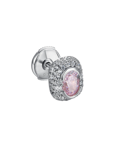 S925 Crushed Ice Oval Cut Stud Earring - Fancy Light Pink