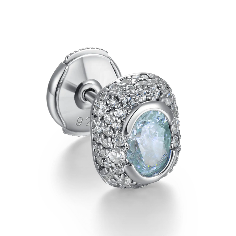 Crushed Ice Oval Cut Stud Earring - APORRO