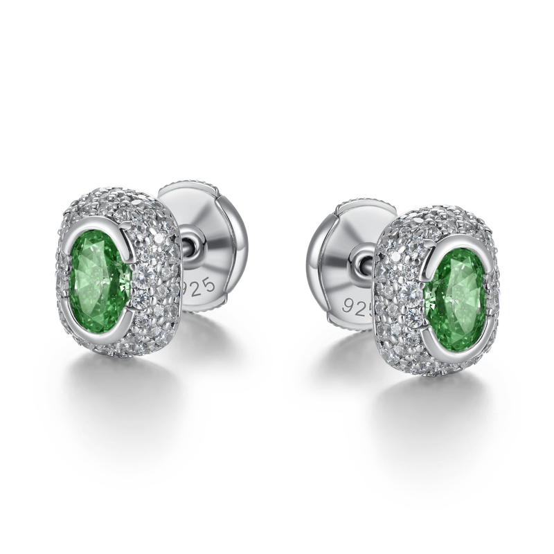 Crushed Ice Oval Cut Stud Earring - APORRO