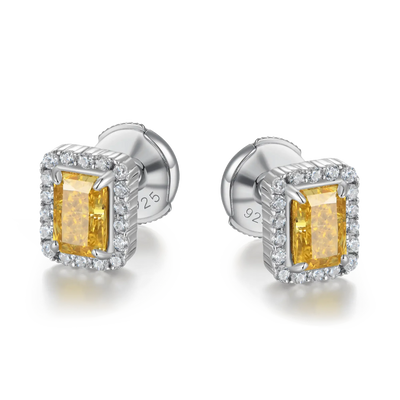 Crushed Ice Emerald Cut Stud Earring - Single
