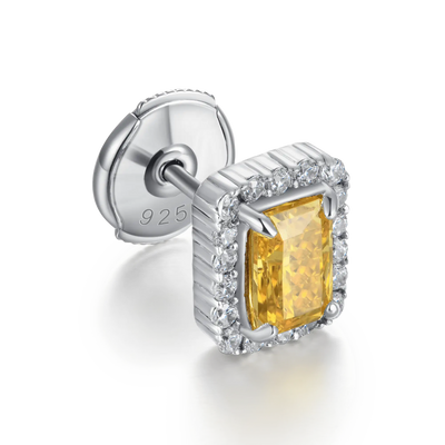 Crushed Ice Emerald Cut Stud Earring - Single