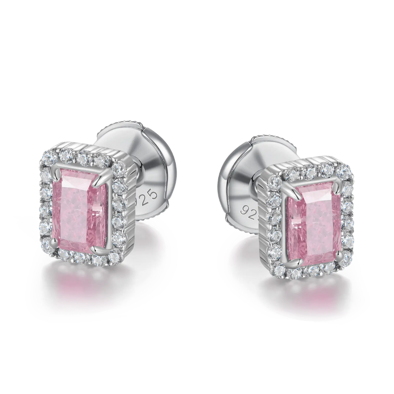 Crushed Ice Emerald Cut Stud Earring - APORRO