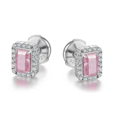 Crushed Ice Emerald Cut Stud Earring - Single