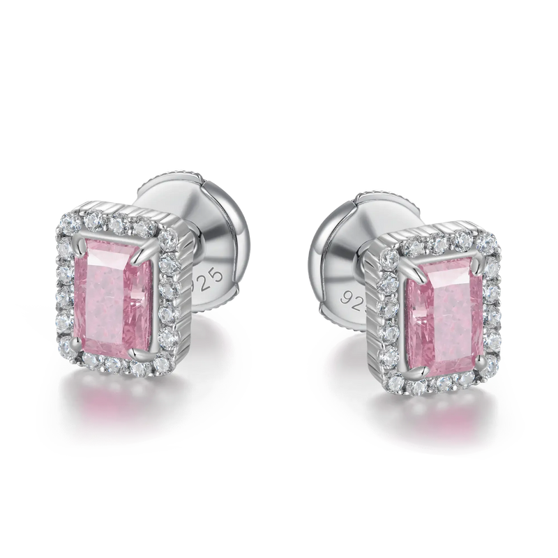 Crushed Ice Emerald Cut Stud Earrings - Pair - APORRO