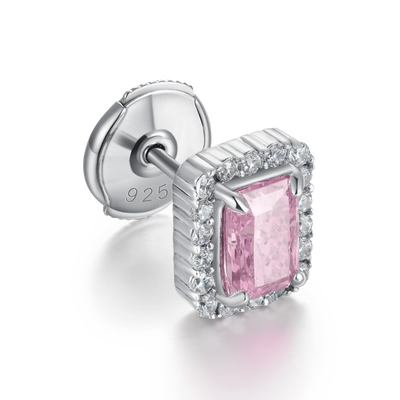 Crushed Ice Emerald Cut Stud Earring - Single