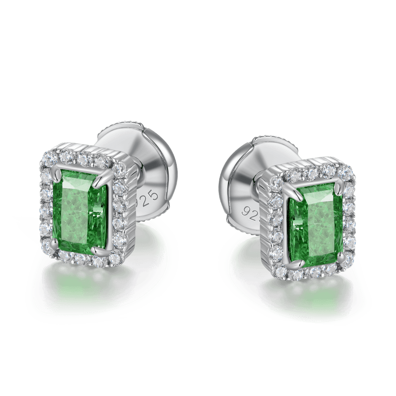 Crushed Ice Emerald Cut Stud Earring - APORRO