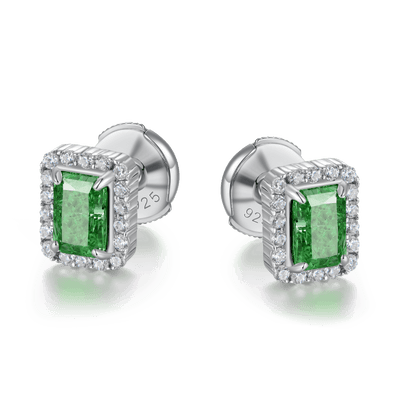Crushed Ice Emerald Cut Stud Earring - Single