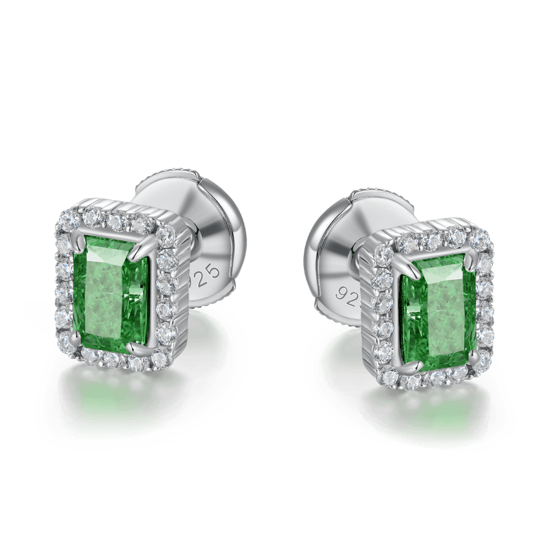 Crushed Ice Emerald Cut Stud Earring - Single - APORRO