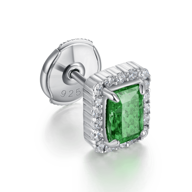 Crushed Ice Emerald Cut Stud Earrings - Pair - APORRO