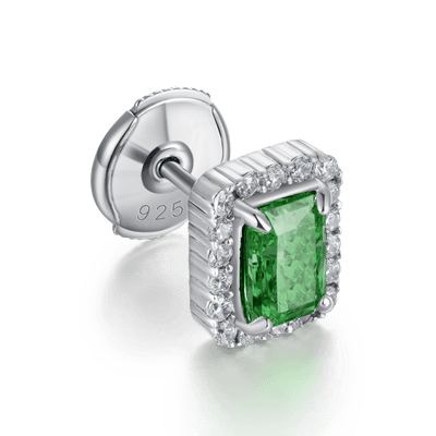 Crushed Ice Emerald Cut Stud Earring - Single