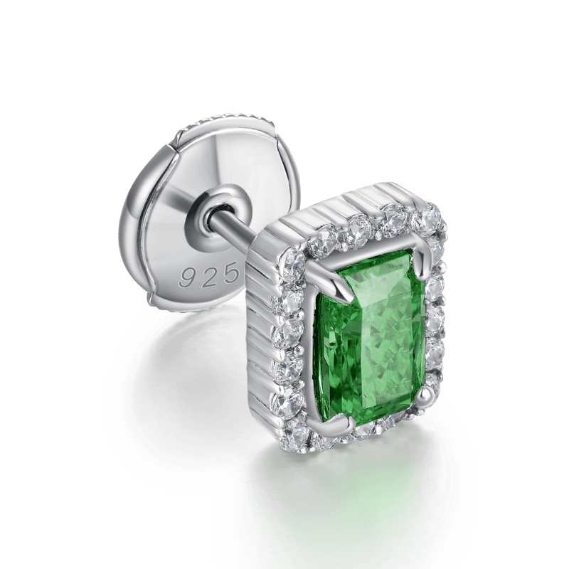 Crushed Ice Emerald Cut Stud Earring - APORRO