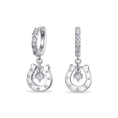S925 Flashing Horseshoe Dangly Earring