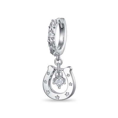 S925 Flashing Horseshoe Dangly Earring