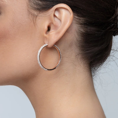 Moissanite S925 Large Paved Hoop Earring - Single