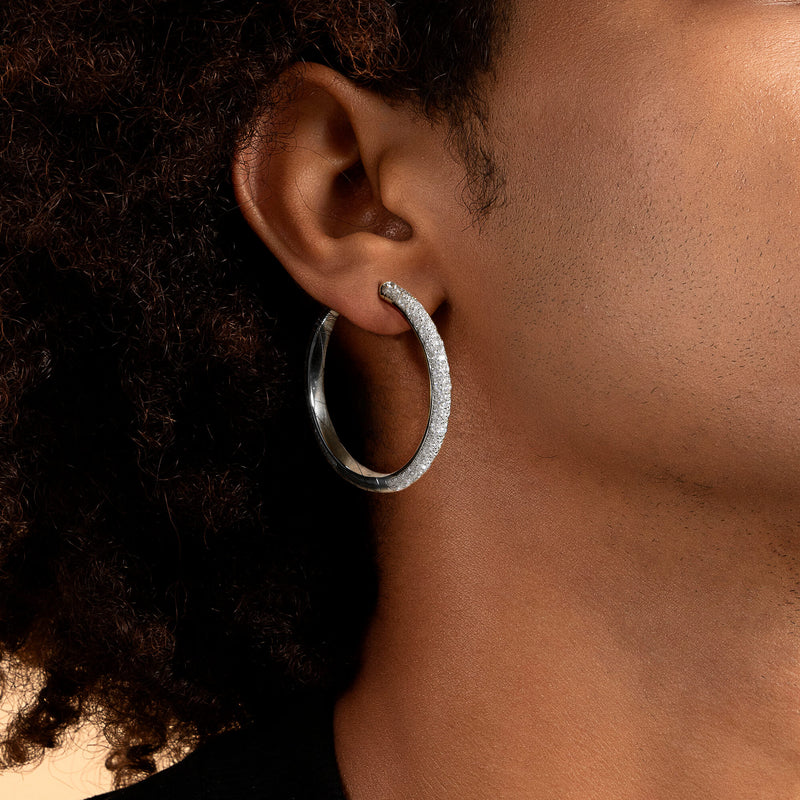 Large Paved Hoop Earring-Single - APORRO