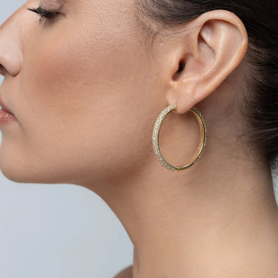 Moissanite S925 Large Paved Hoop Earring - Single