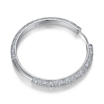 Moissanite S925 Large Paved Hoop Earring - Single