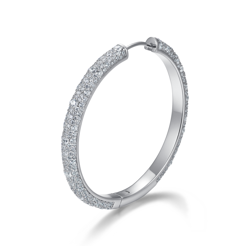 Large Paved Hoop Earring-Single - APORRO