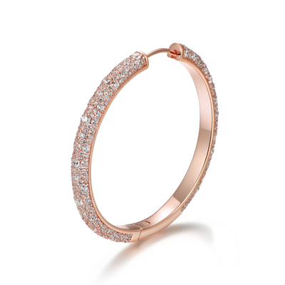 Moissanite S925 Large Paved Hoop Earring - Single