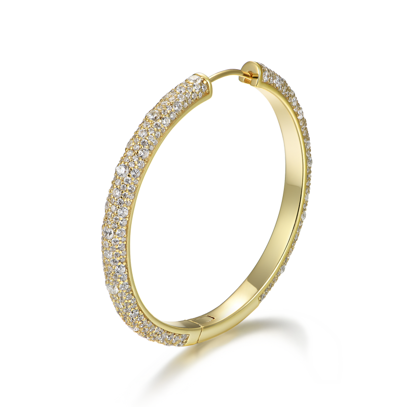 Large Paved Hoop Earring-Single - APORRO