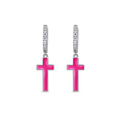 S925 Arcenciel Cross Dangly Earrings - Pair