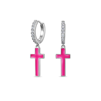 S925 Arcenciel Cross Dangly Earrings - Pair